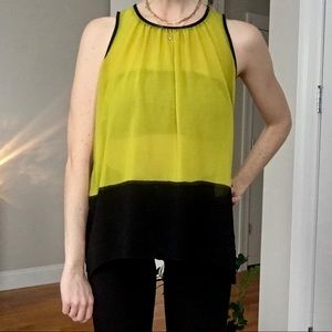 Vince Camuto Sheer Faux Leather Lined Tank Top S